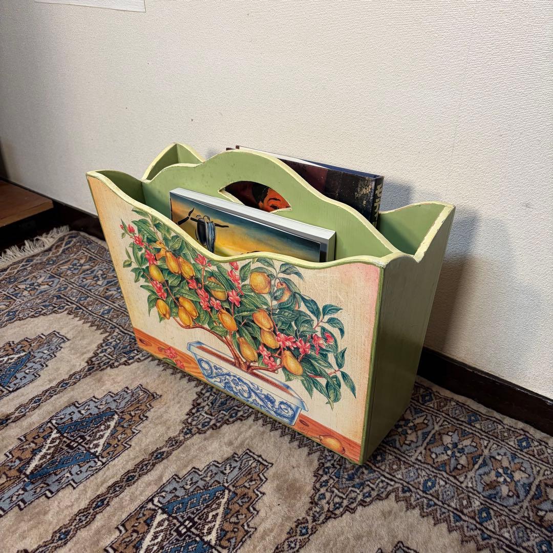ブロカント マガジンラック プロヴァンス フレンチ 花柄 カントリー 木製