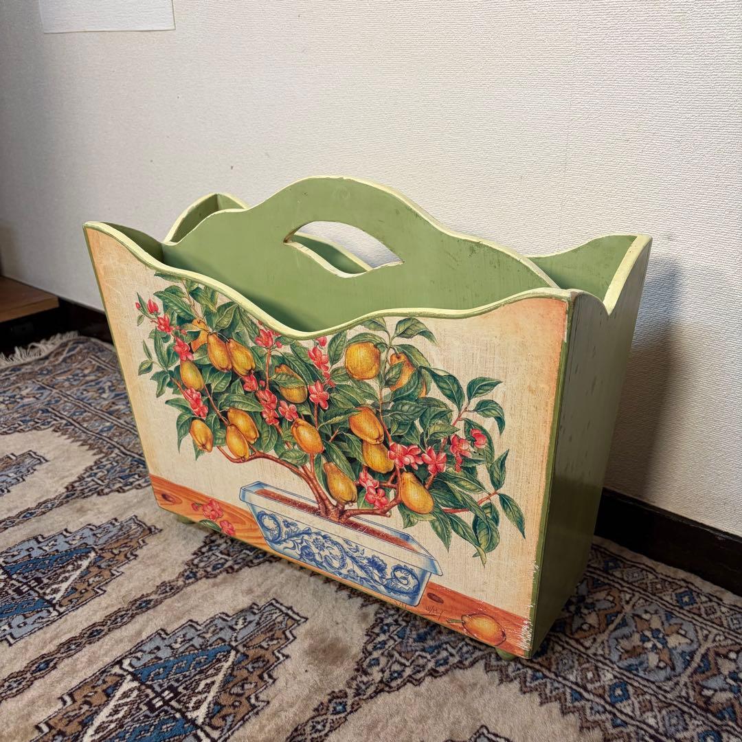 ブロカント マガジンラック プロヴァンス フレンチ 花柄 カントリー 木製