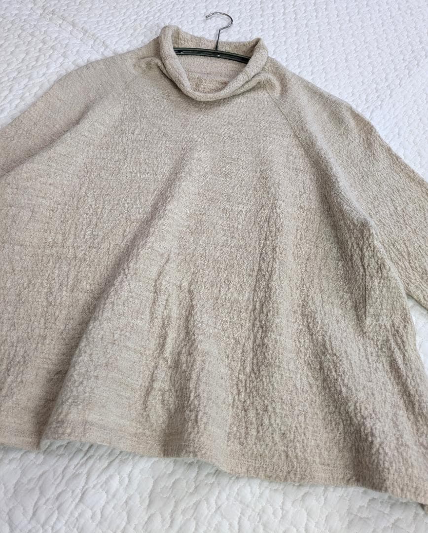 ババグーリ☆21年冬☆アルパカウールワイドPOクシュ襟ニット☆ベージュ☆美品です