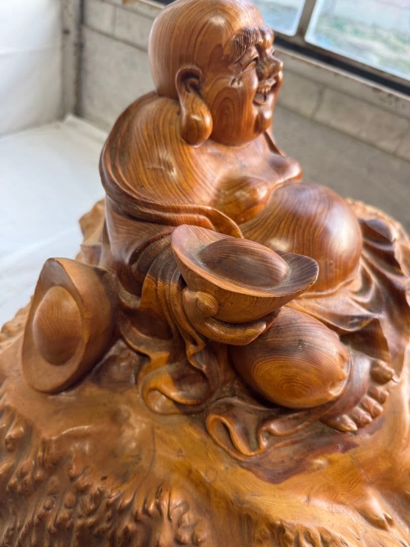 布袋様　木製　オブジェ　インテリア　七福神　縁起物