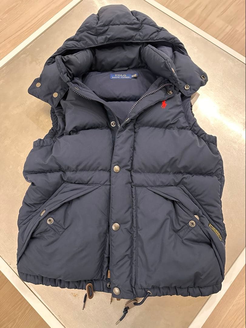 ラルフローレン　ネイビー フード付き ダウンベスト