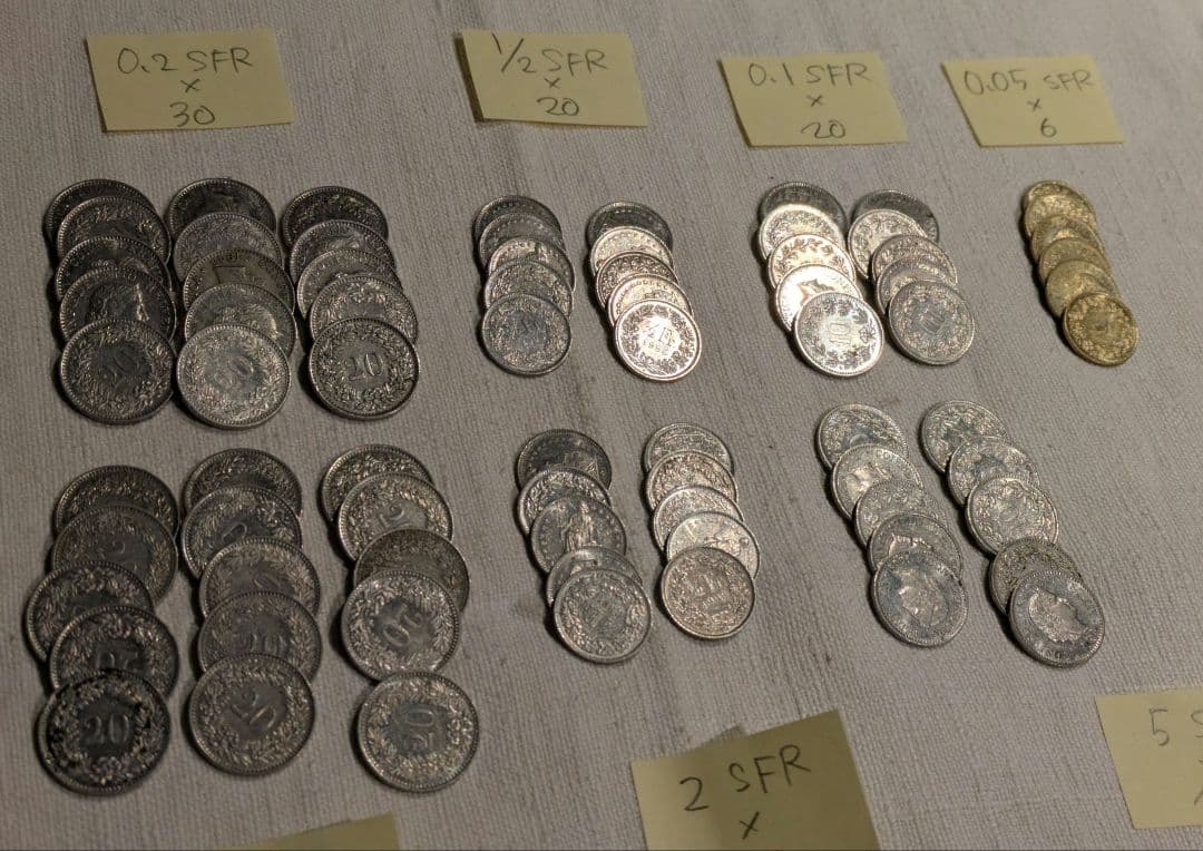 【DeppCoin 】スイスフラン 1,2フラン硬貨のみ 60フラン分