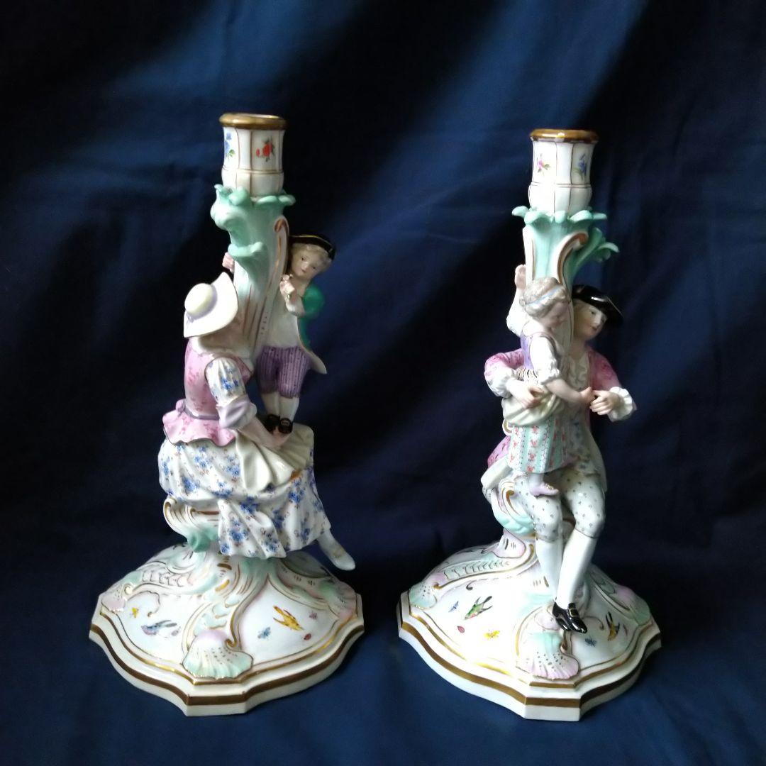 ✤1924年以前マイセンのキャンドルスタンド✤『恋人紋(1対)』