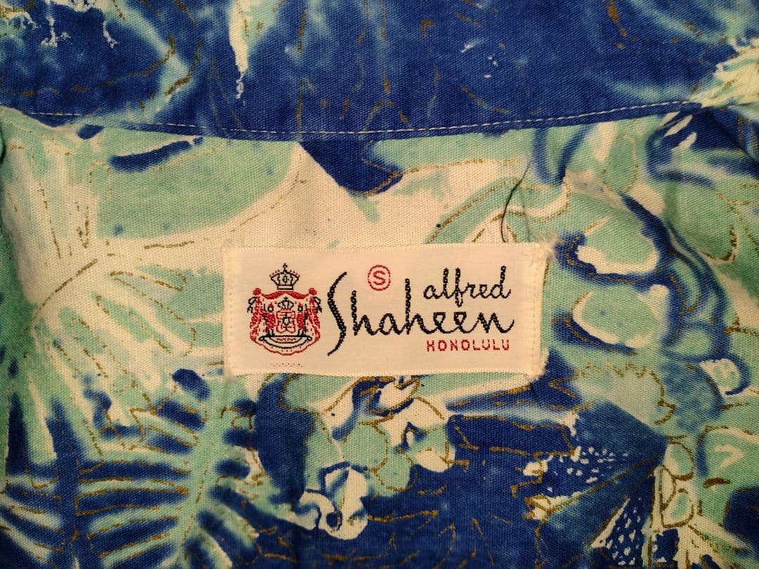 ビンテージアロハシャツ　50s〜60s alfred shaheen　メニュー柄
