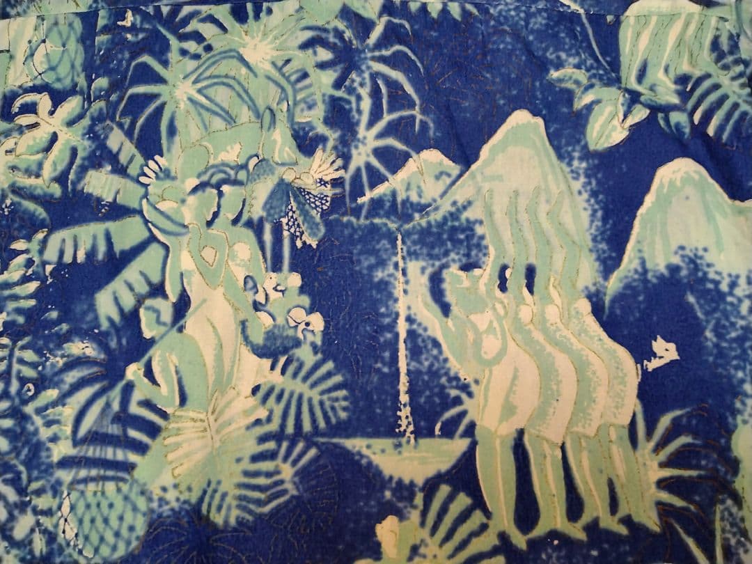 ビンテージアロハシャツ　50s〜60s alfred shaheen　メニュー柄