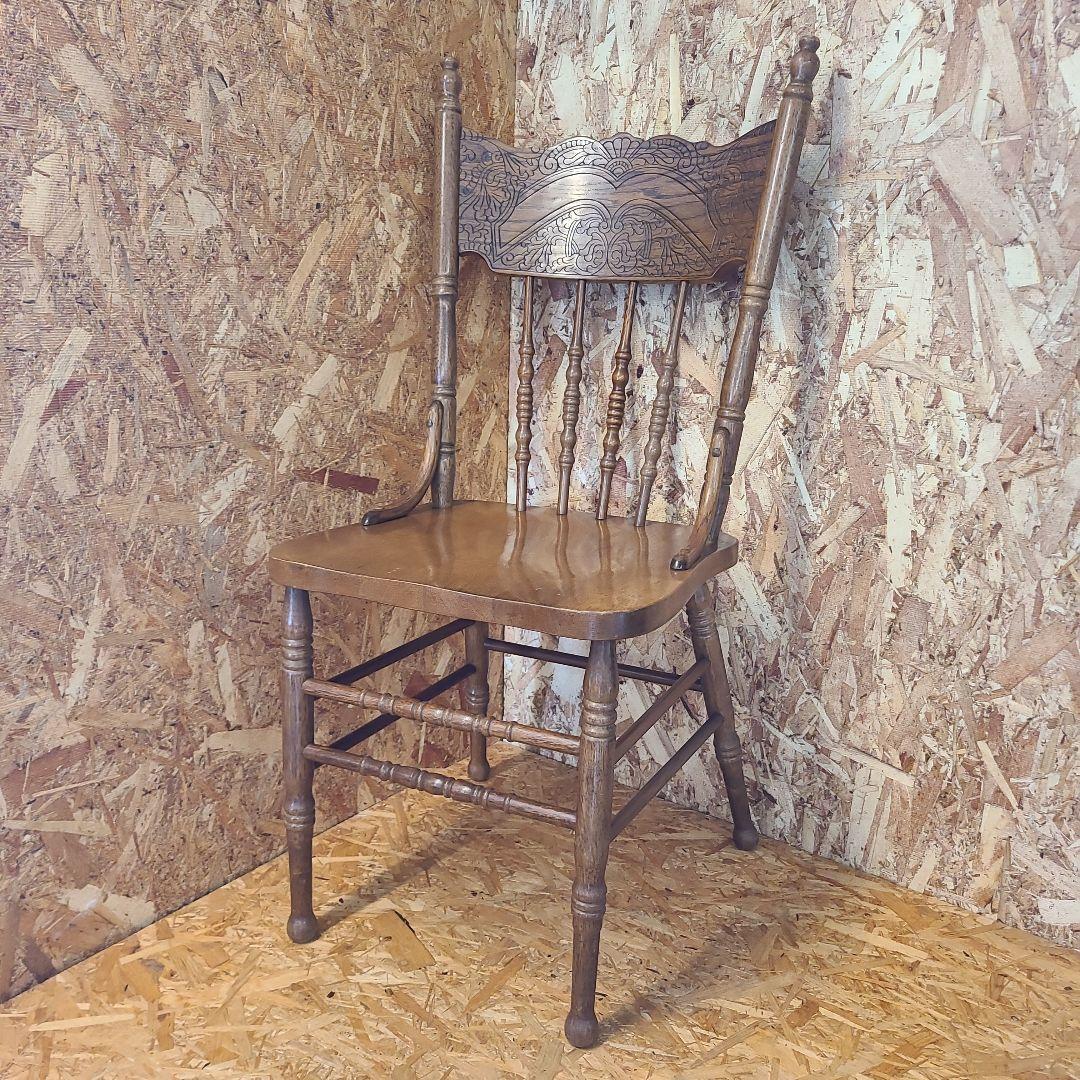 5 山善 椅子 アンティーク調 チェア　ウィンザーチェア