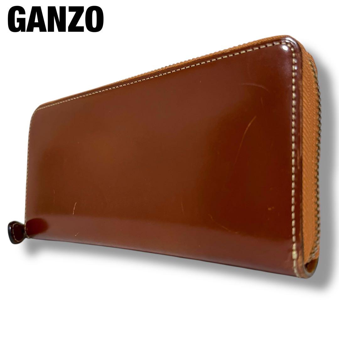 GANZO 長財布 ブライドルカジュアル レザー ブラウン ラウンドファスナー