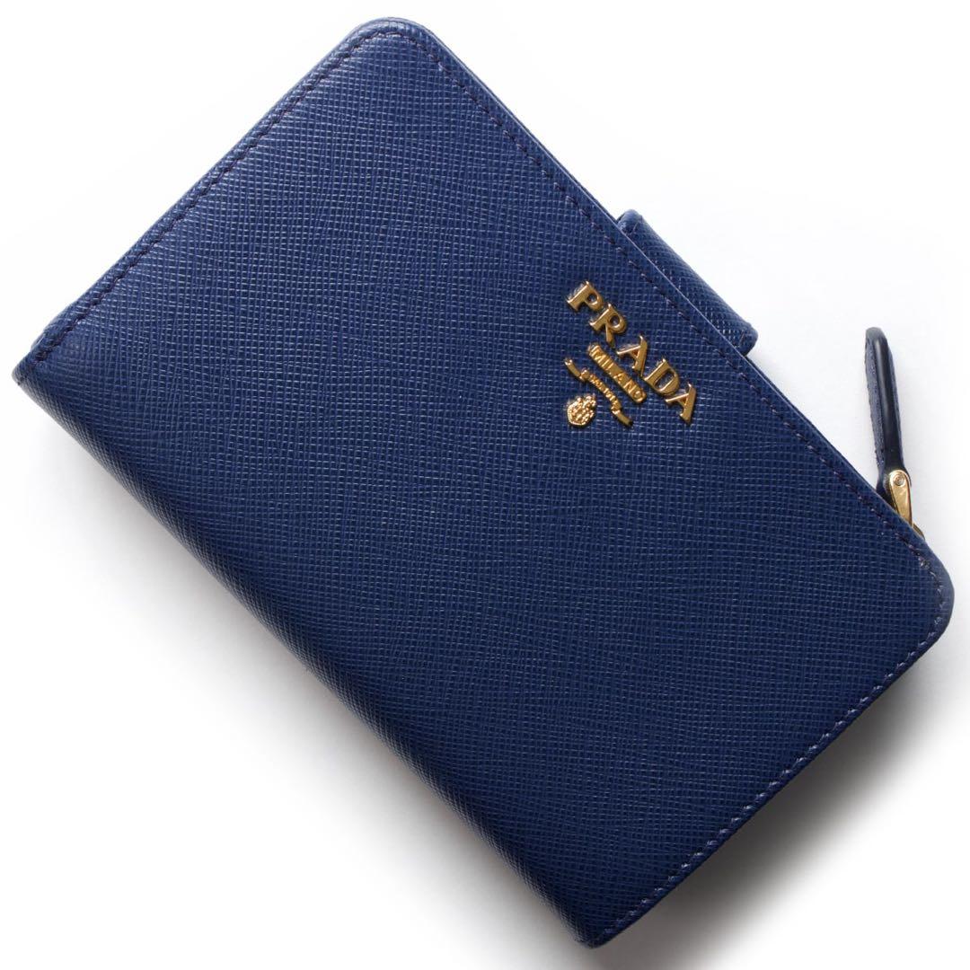 【美品・数回使用】 PRADA プラダ ネイビー 二つ折り財布