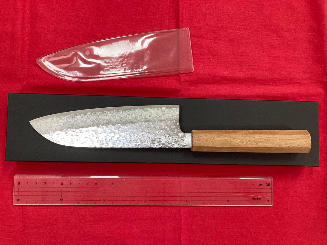 越前打刃物 黒崎真作 三徳 瑞風 ダマスカス33層仕上げ 165mm