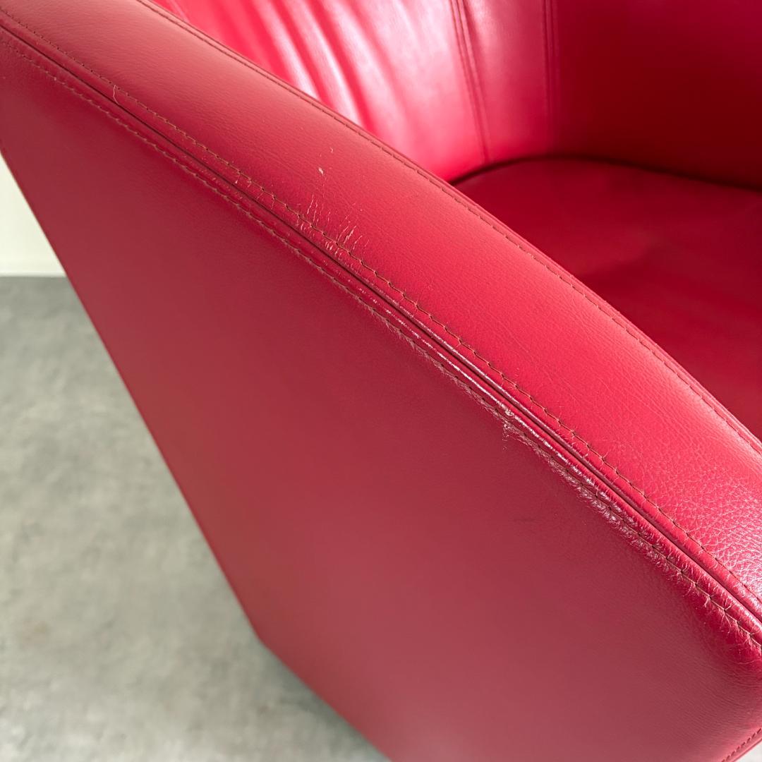 赤 レザー調 1Pチェア【B】