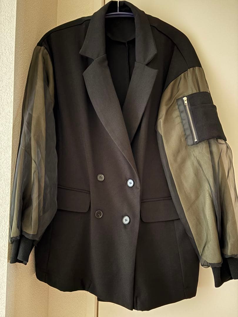 AIJAN MA-1風ジャケット アシメプリーツスカートセット　フリーサイズ