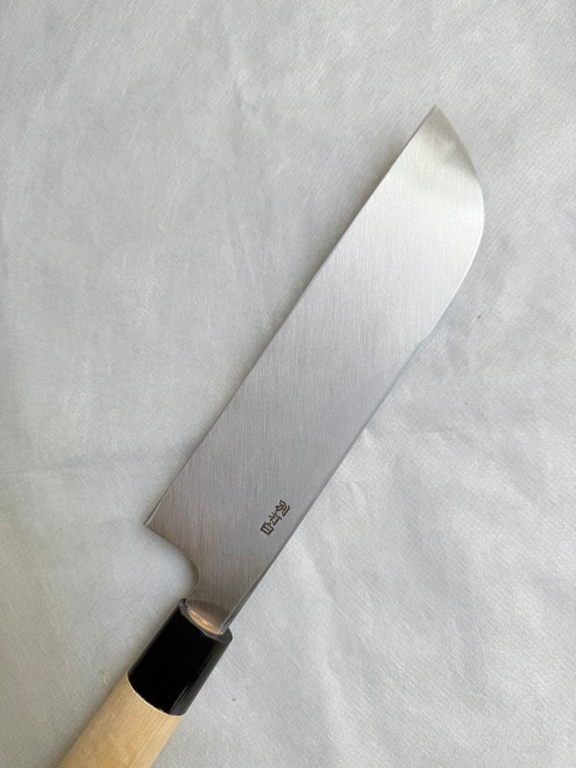 堺刃物　薄刃 鎌型　包丁　白鋼　7寸　水牛角柄