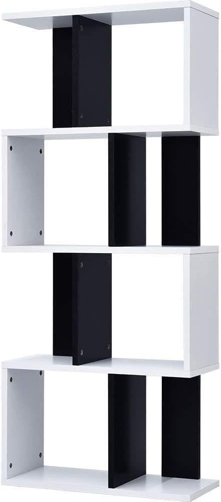 【M2160-101-70】S字本棚 4段ディスプレイラック スリム木製