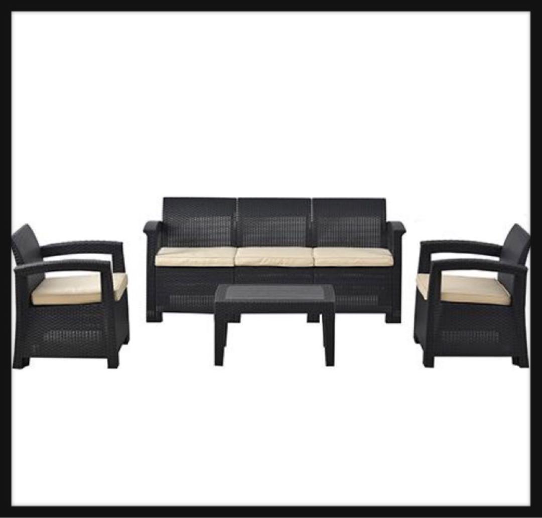 新品　ソファ　ガーデンファニチャー　ファニチャー　ラタン調　4点セット