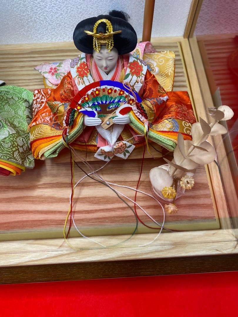 東京久月　雛人形親王飾り白木アクリルケース・間口約４１×奥行約３１×高さ約３１㎝