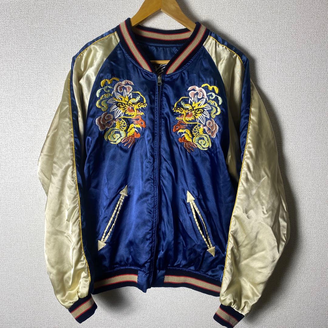 80's〜90's VULCANO スカジャン リバーシブル 龍　鷹　刺繍