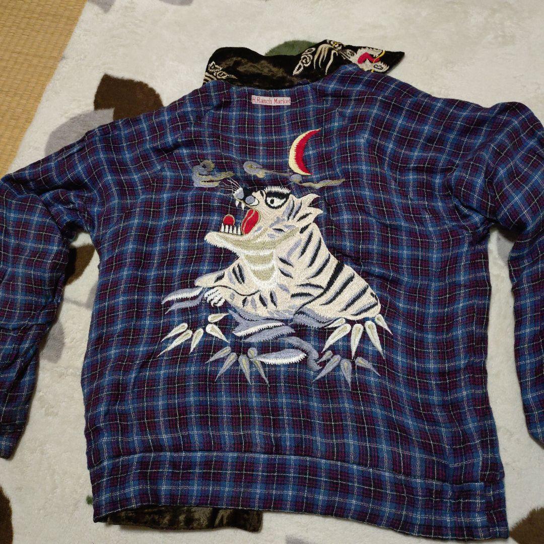 スカジャン ダークブラウン 刺繍入り
