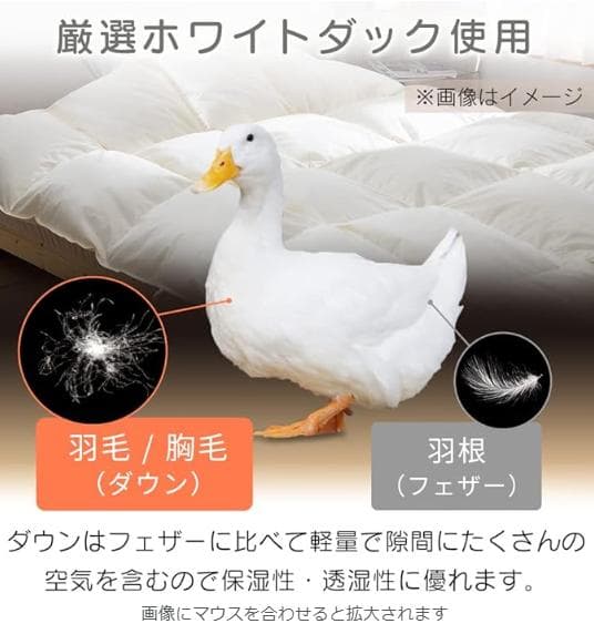 新品未使用アイリスプラザ 羽毛布団 ダブル ホワイトダックダウン93% ブラウン