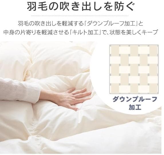 新品未使用アイリスプラザ 羽毛布団 ダブル ホワイトダックダウン93% ブラウン