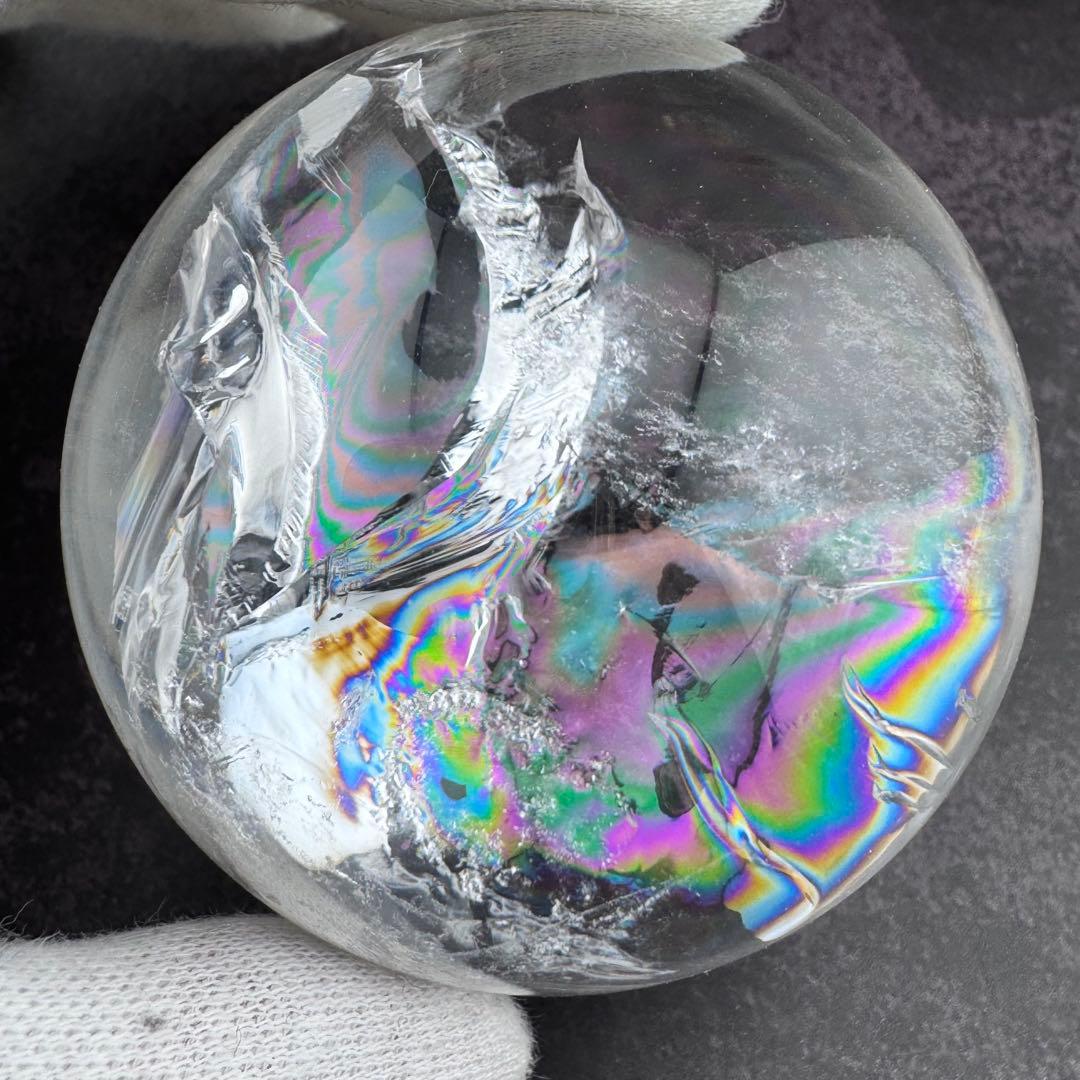 M-29虹入り水晶丸玉　水晶スフィア　天然石　クリスタル　アイリスクォーツ