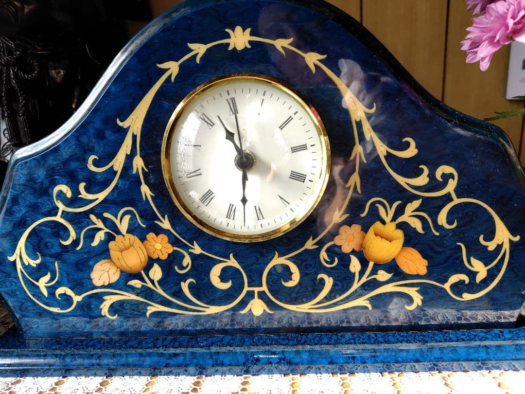 イタリア製 青色置時計