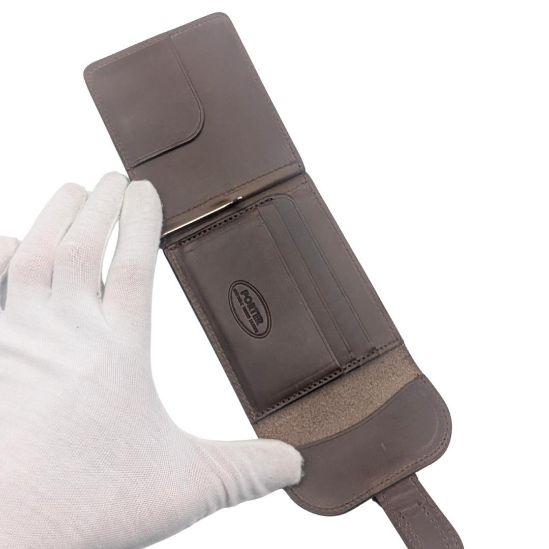 アリス〈極美品〉PORTER ポーター マネークリップ 財布 二つ折りふ