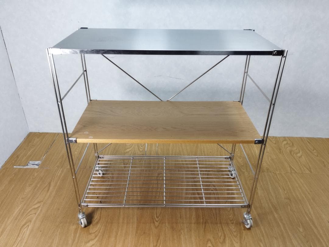 Y☆874 無印良品 ステンレスユニットシェルフ ワイド・小 ３段