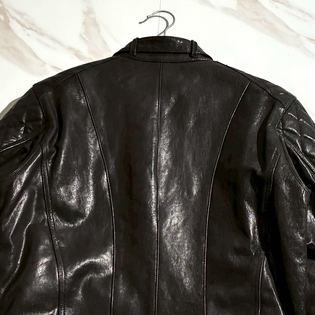 美品 マックスフリッツ ゴートレザー シングルライダースジャケット L 【182