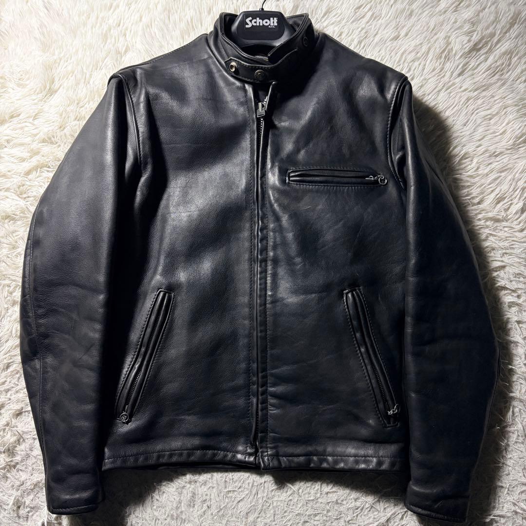 【米国製】schott ライダースジャケット　641 本革　ブラック　36