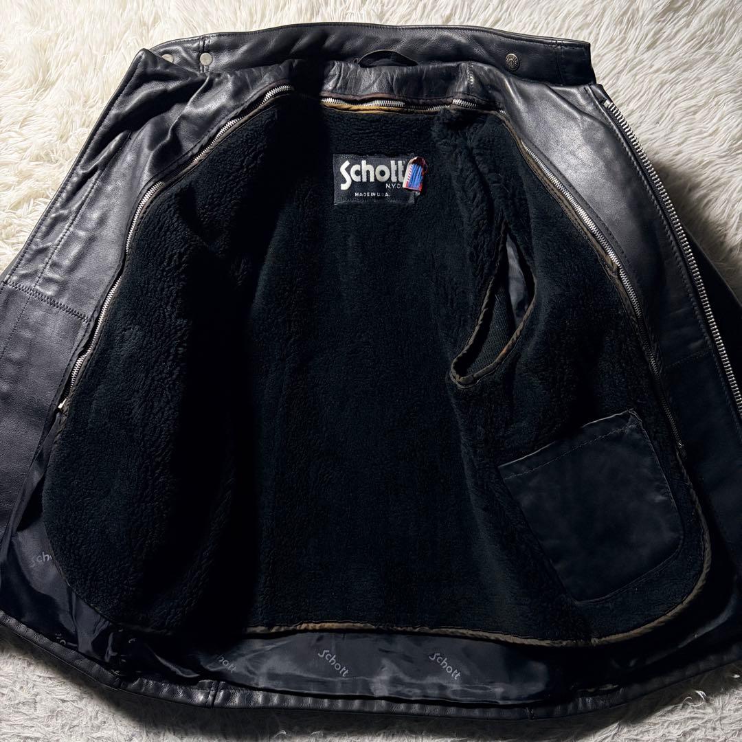 【米国製】schott ライダースジャケット　641 本革　ブラック　36