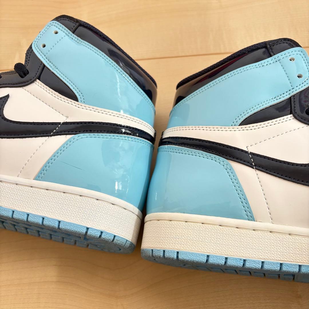美品 ナイキ CD0461-401 ジョーダン 1 ハイ UNC パテントレザー