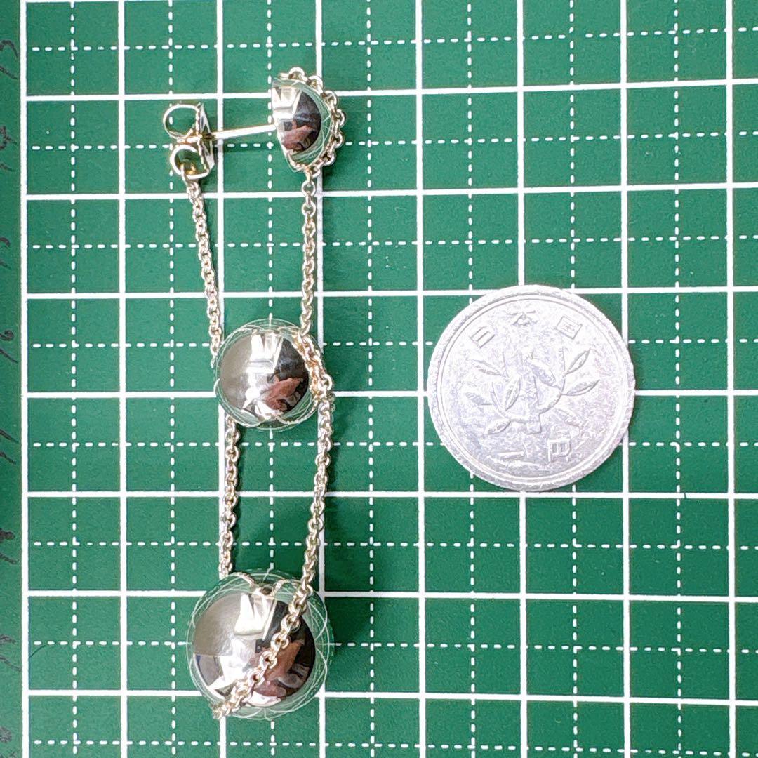 美品 ティファニー ハードウェア ボール スタッド チェーン ピアス シルバー