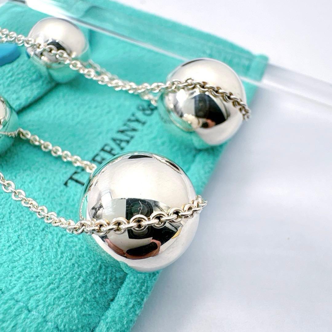 美品 ティファニー ハードウェア ボール スタッド チェーン ピアス シルバー