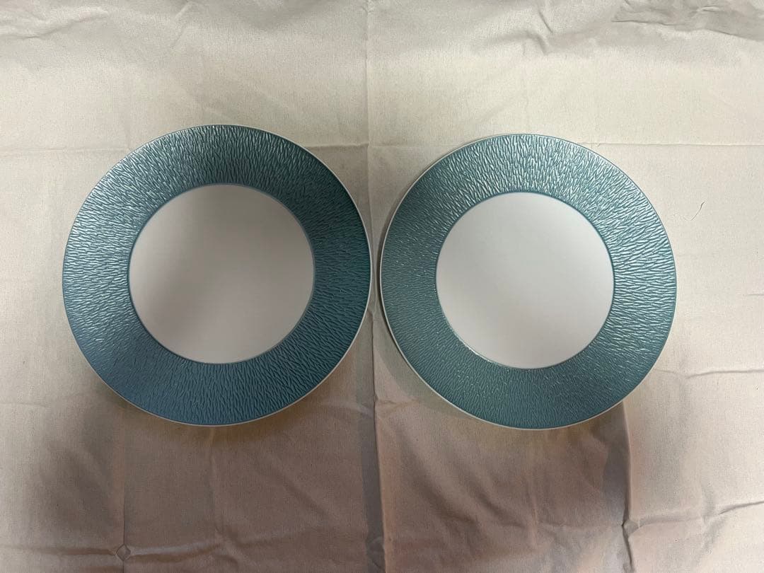 美品RAYNAUDレイノーミネラルスカイブルー プレート32cm2枚セットF43