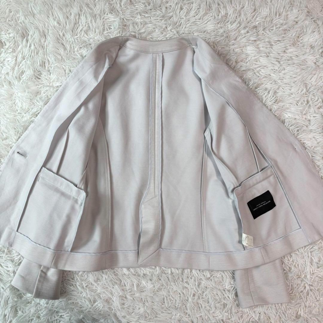 ✨極美品 リネン✨グリーンレーベルリラクシング パンツスーツ ノーカラー 白