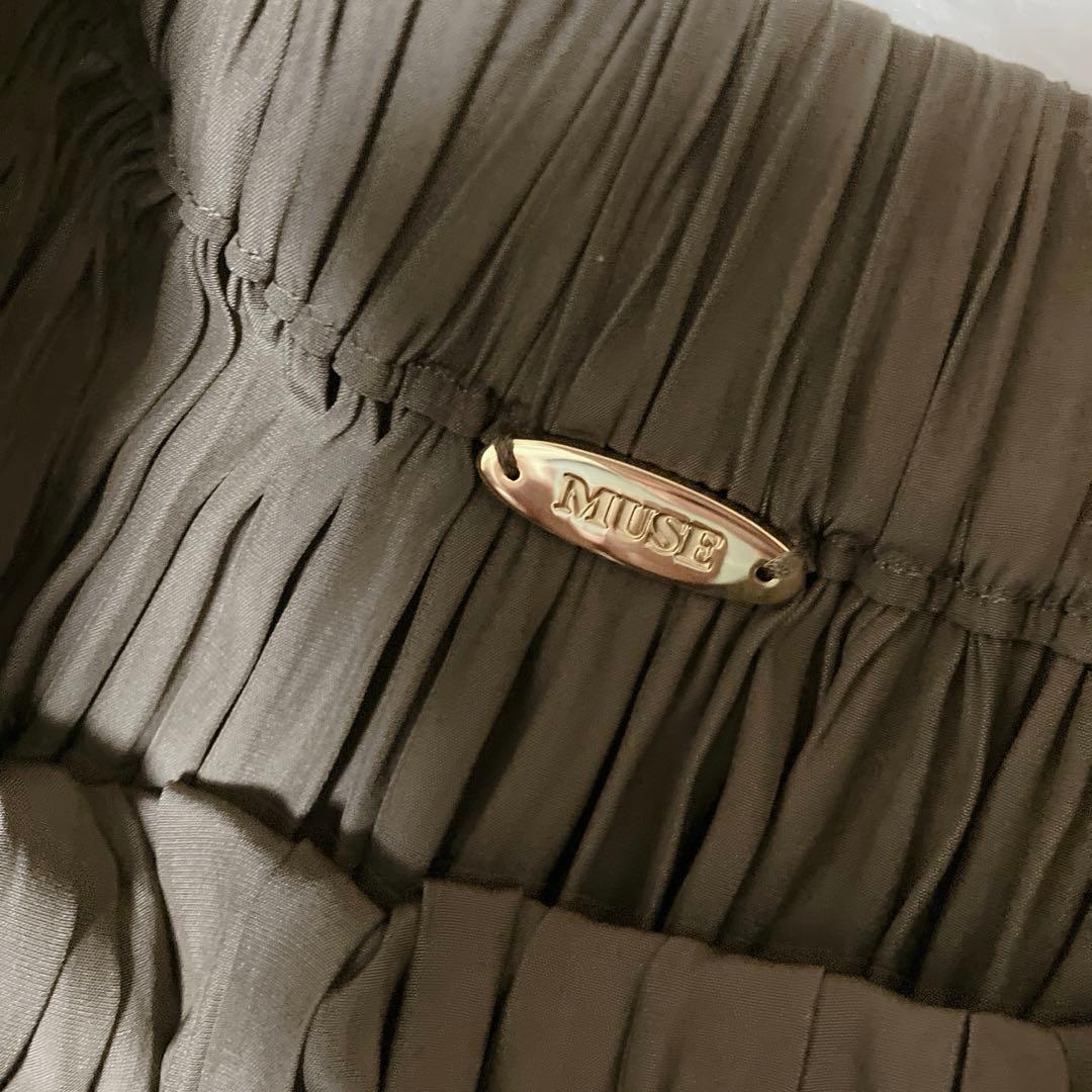 美品 Deuxieme Classe Gather Maxi スカートブラウンD