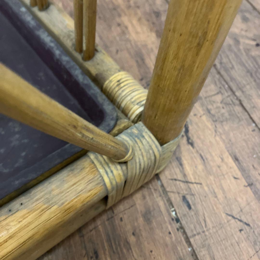 A-1 昭和レトロ ラタンスタンドミラー 姿見 傘立て 物掛け 古家具