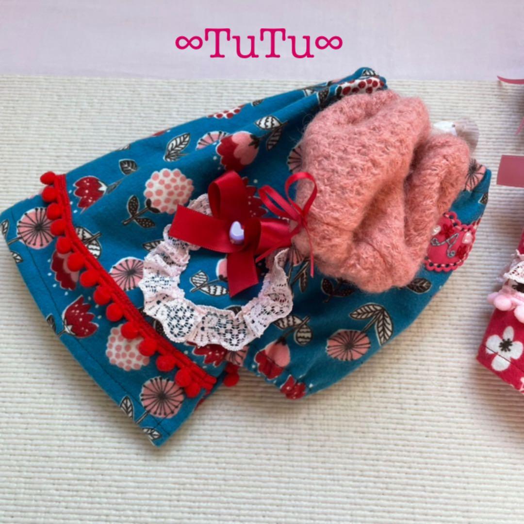 昭和レトロチックな「あそび着」青色　犬服ハンドメイド　犬の洋服　∞TuTu∞