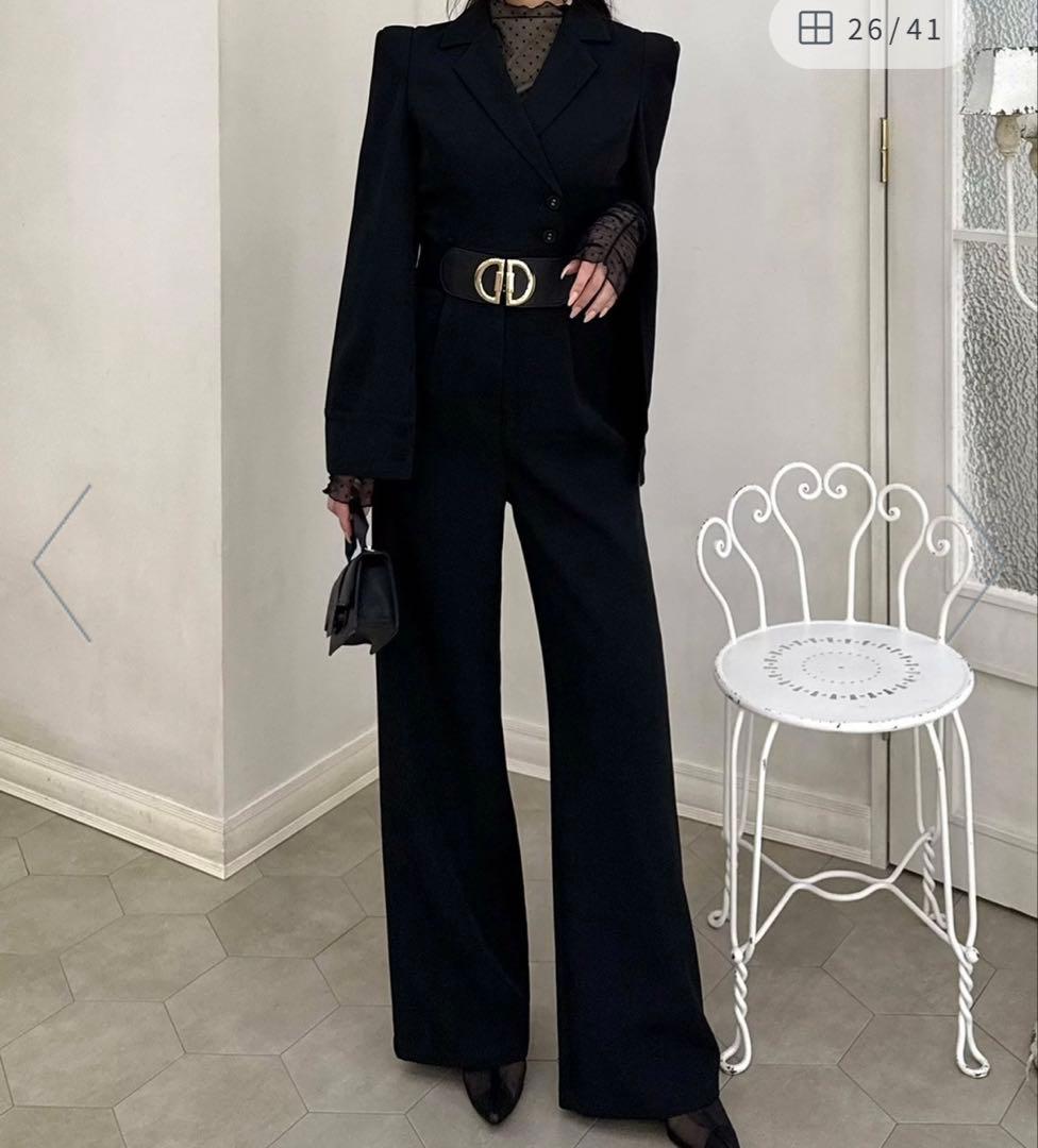 新品タグ付き【 PARTY】ベルト付きケープ風オールインワン　ブラック