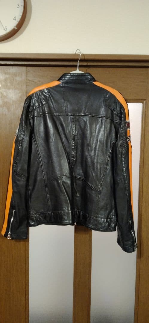 DAKOTA×GULF ブラック ストライプレザージャケット