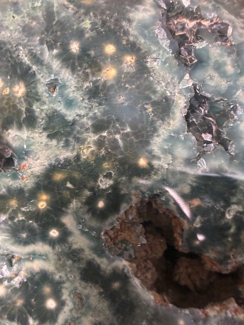 【天然石 オーシャンジャスパー】 磨き石 木製台座付き