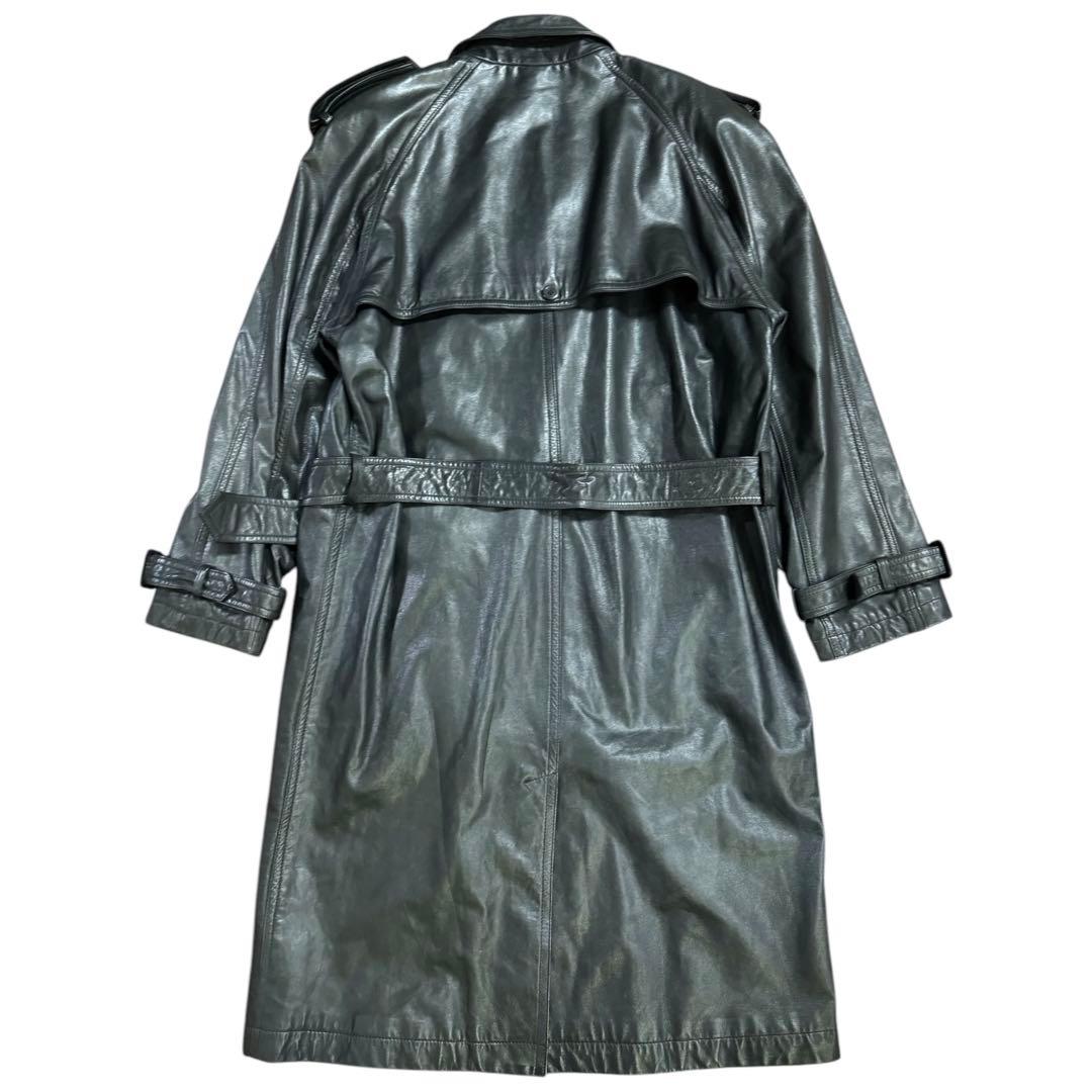 Wind Armor 本革 オールレザー ベルト付 トレンチコート ブラック M