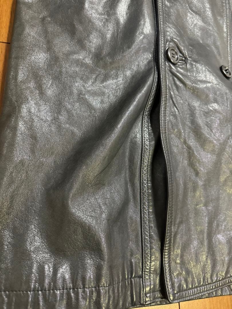 Wind Armor 本革 オールレザー ベルト付 トレンチコート ブラック M