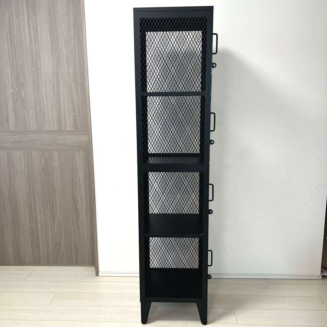 【ジャーナルスタンダードファニチャー】ブラックスチール メッシュロッカー 4段