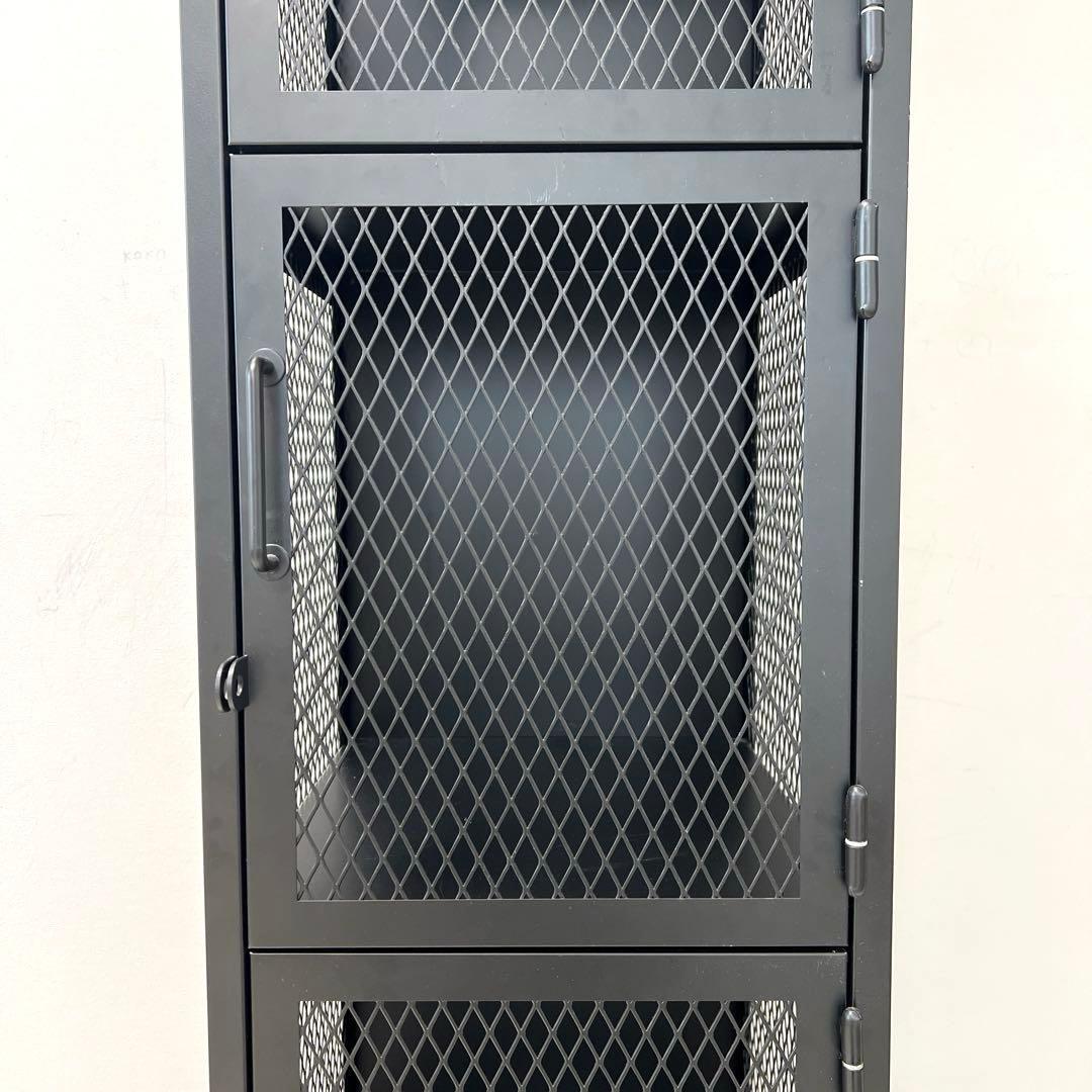 【ジャーナルスタンダードファニチャー】ブラックスチール メッシュロッカー 4段