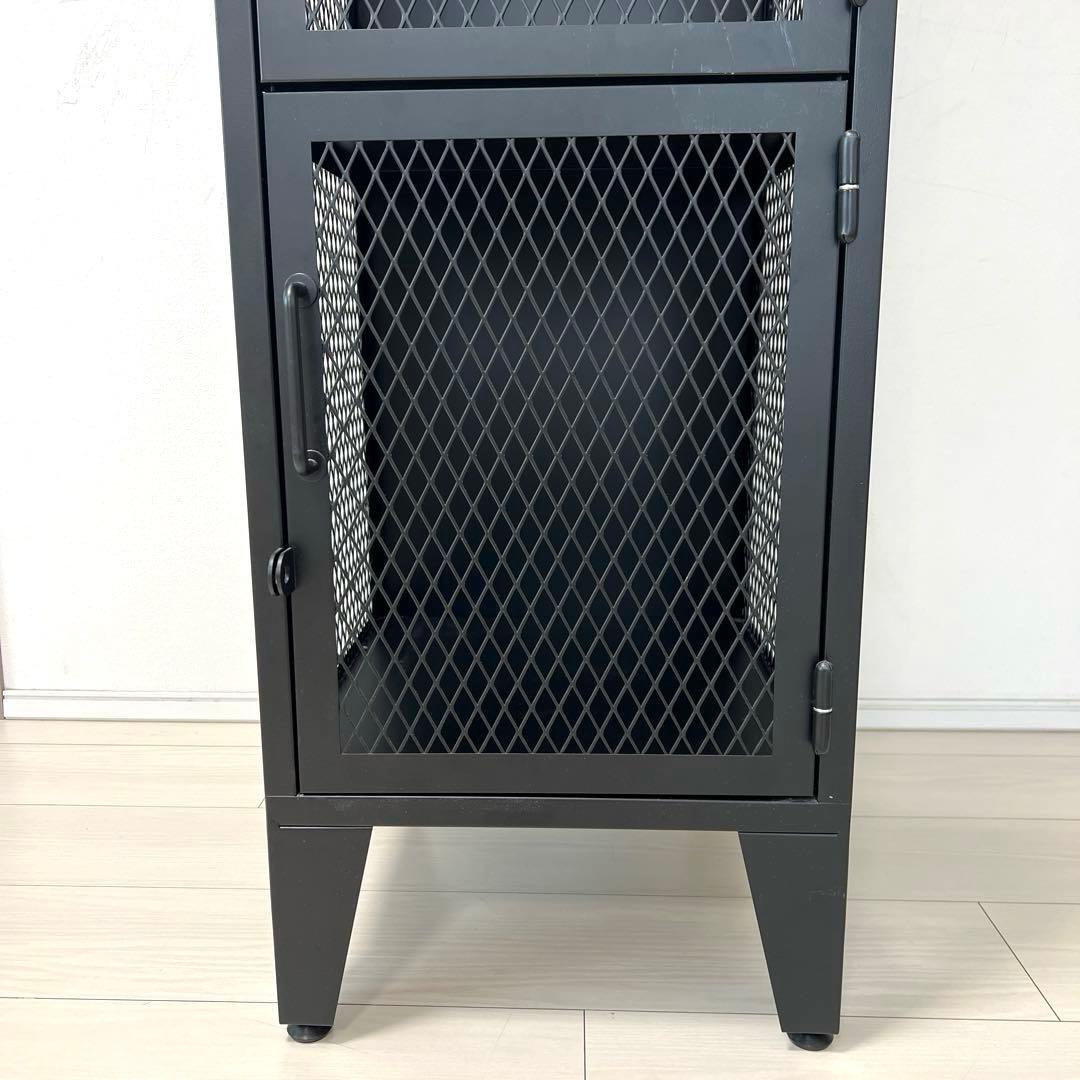 【ジャーナルスタンダードファニチャー】ブラックスチール メッシュロッカー 4段