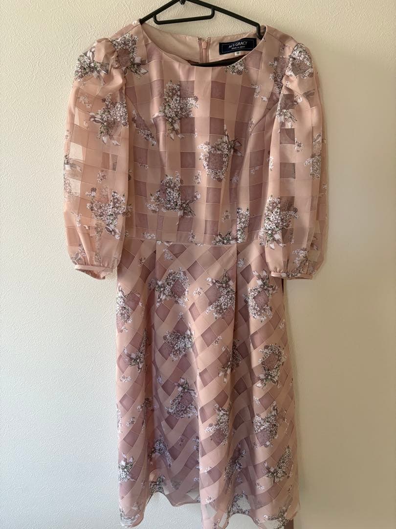 38 MsGracy超美品 花柄チェック半袖ワンピース