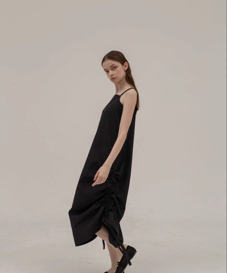 ワンピース UNOF AIR DRAPE DRESS BLACK