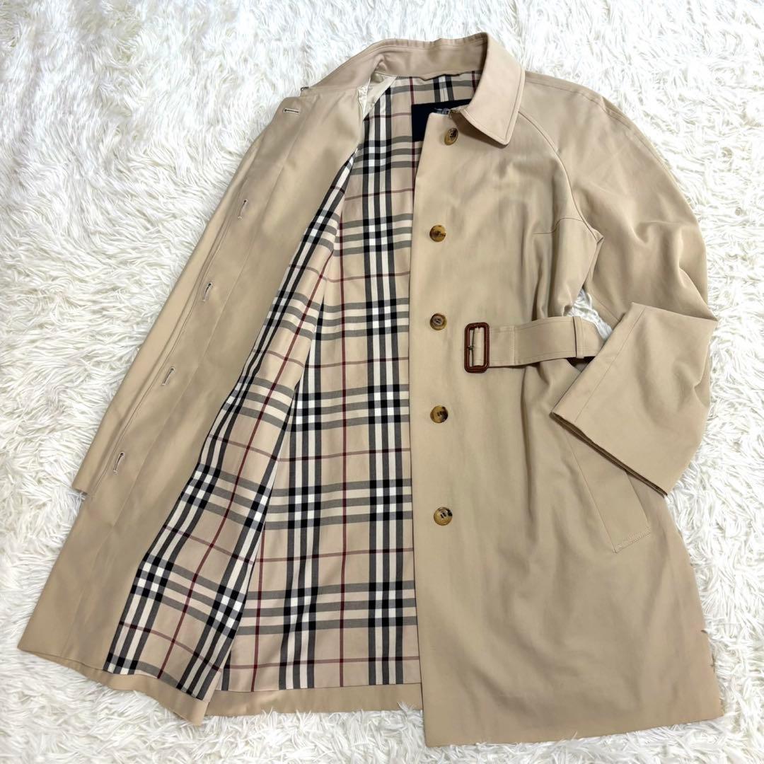 【極美品】バーバリーロンドン ステンカラーコート ベージュ　 ノバチェック L