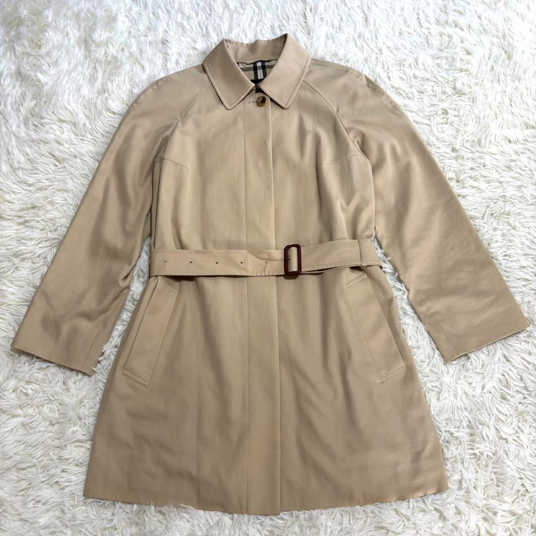 【極美品】バーバリーロンドン ステンカラーコート ベージュ　 ノバチェック L